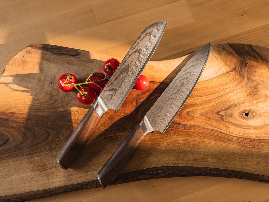 Sada damaškových nožů – kuchařský & santoku