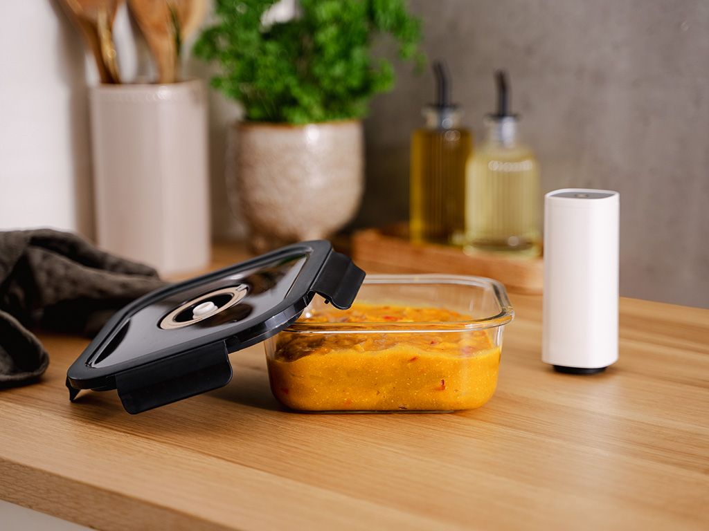 ČTVERECÍ VAKUOVÁ SKLENĚNÁ NÁDOBA – 800ML – SET – 4KS - 2