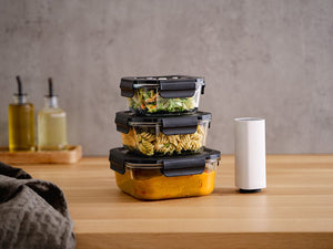 ČTVERECÍ VAKUOVÁ SKLENĚNÁ NÁDOBA – 1230ML – SET – 4KS - 3