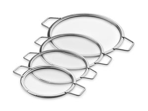STOHOVATELNÉ SKLENĚNÉ POKLICE – 18/ 20/ 24/ 28 CM – 4 KS - 1