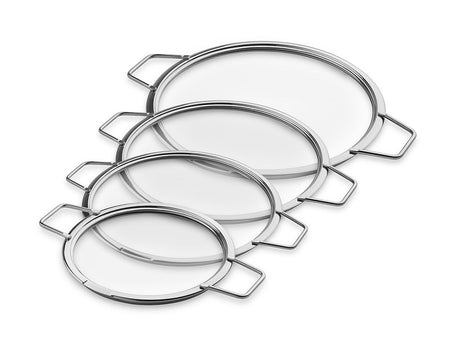 STOHOVATELNÉ SKLENĚNÉ POKLICE – 18/ 24/ 26/ 28 CM – 4 KS - 1