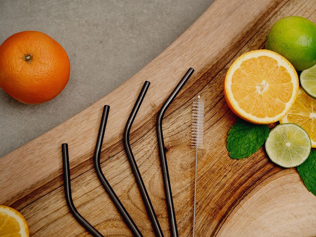 REUSABLE STEEL STRAWS - CURVED - 4