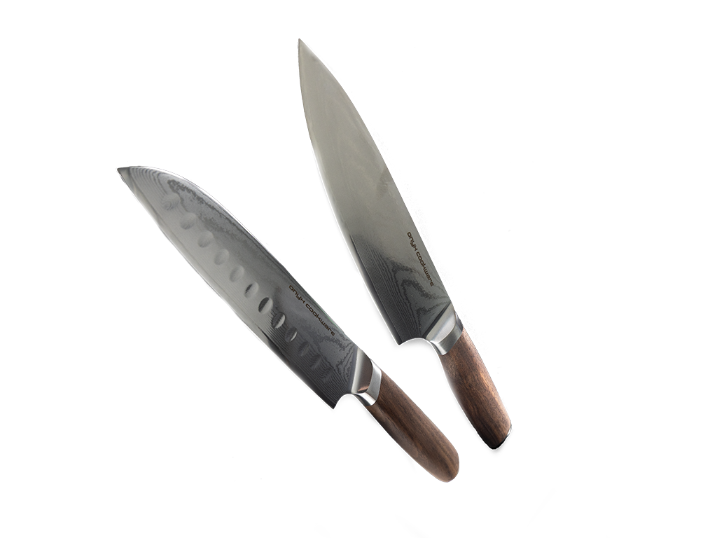 Sada damaškových nožů – kuchařský & santoku