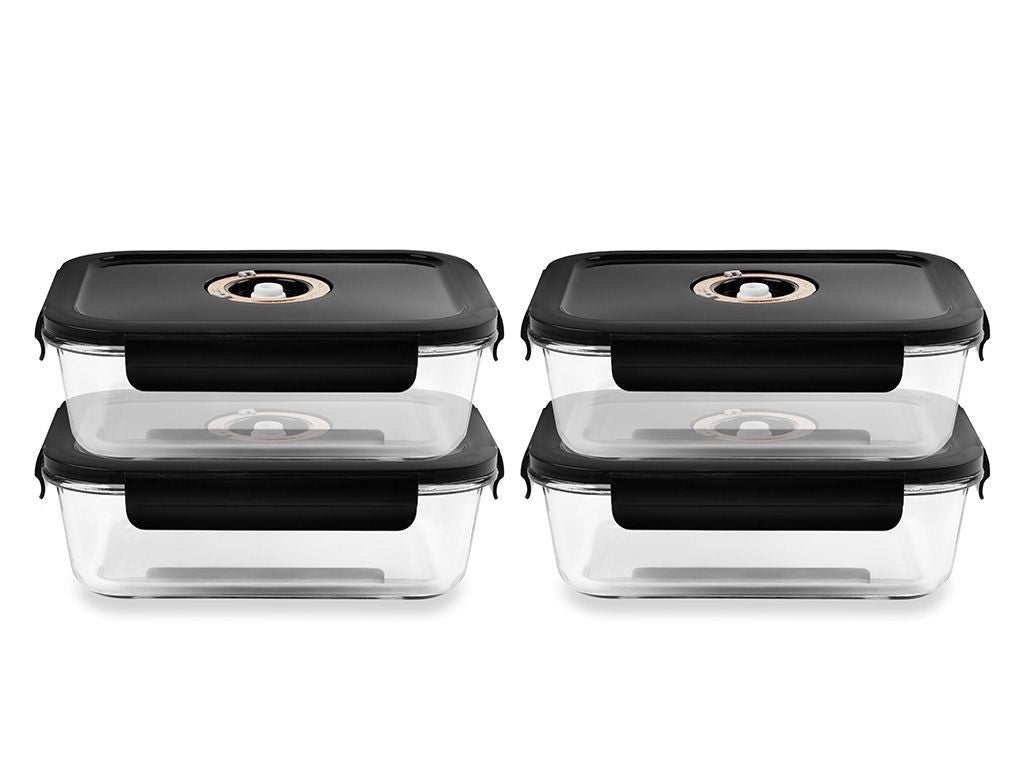 OBDÉLNÍKOVÁ VAKUOVÁ SKLENĚNÁ NÁDOBA – 1480ML – SET – 4KS - 1