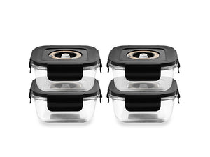 ČTVERECÍ VAKUOVÁ SKLENĚNÁ NÁDOBA – 525ML – SET – 4KS - 1