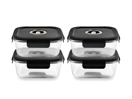 ČTVERECÍ VAKUOVÁ SKLENĚNÁ NÁDOBA – 800ML – SET – 4KS - 1